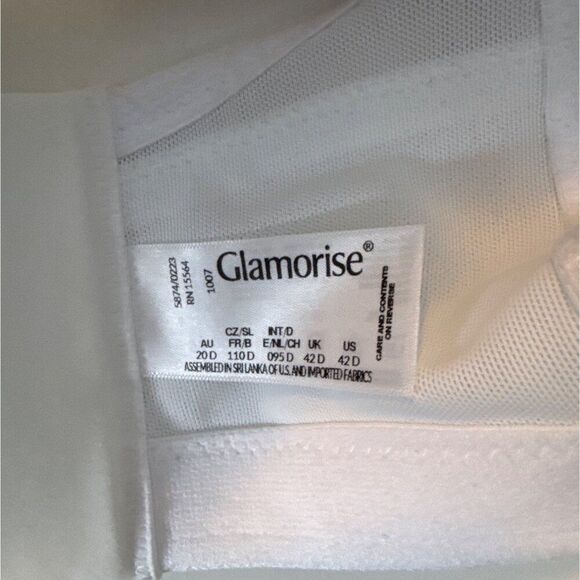 Glamorise Womens Full-Figure White Lace Support Bra 42D Adjustable Straps - Picture 6 of 7